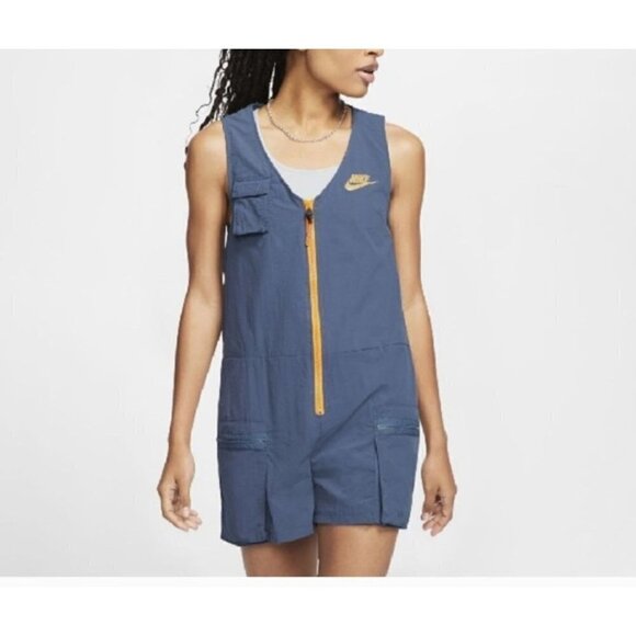 Nike Sportswear Icon Clash Romper Blue Orange Women's Size S - Picture 1 of 10